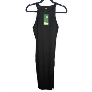 NWT Halara Ribbed Bodycon Dress with Side Slit Black L